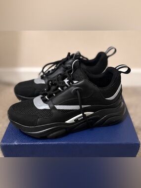 Black & Silver Chunky Sneaker with Lace-Up Closure